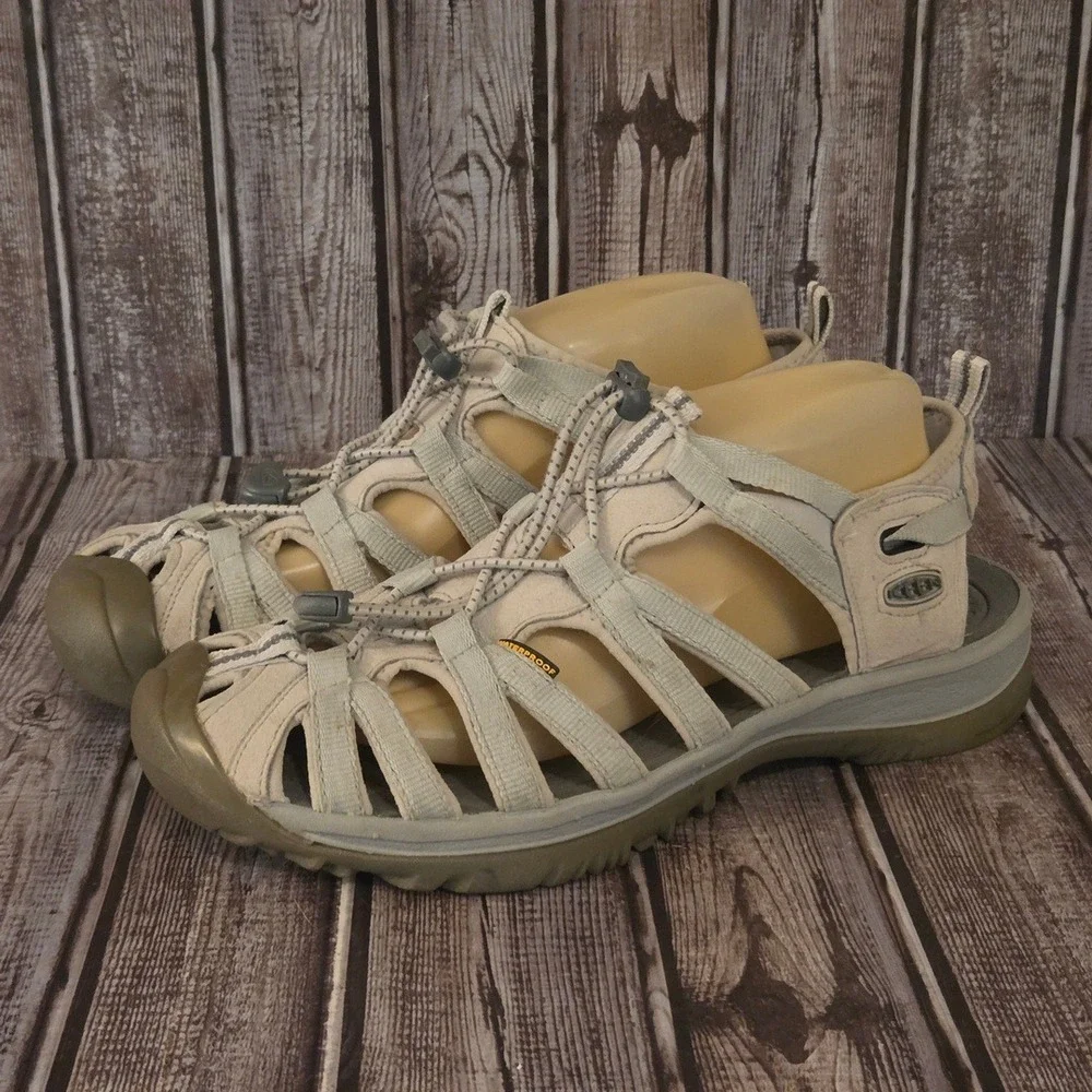 Sz 11 Womens Keen Whisper Gray Teal Water Trail Hiking Waterproof Sandals VGUC